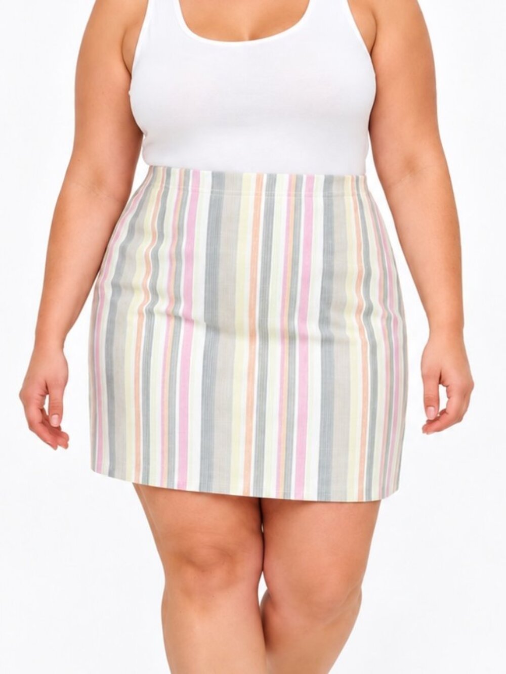 LOFT Women's Pastel Striped High Waist Mini Skirt Petite Size 18P